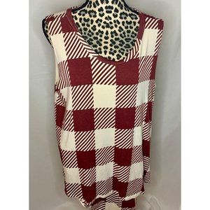 AGNES & DORA TWO TIERED SLEEVELESS TUNIC MAROON HOUNDSTOOTH WOMEN’S 3XL XXXL